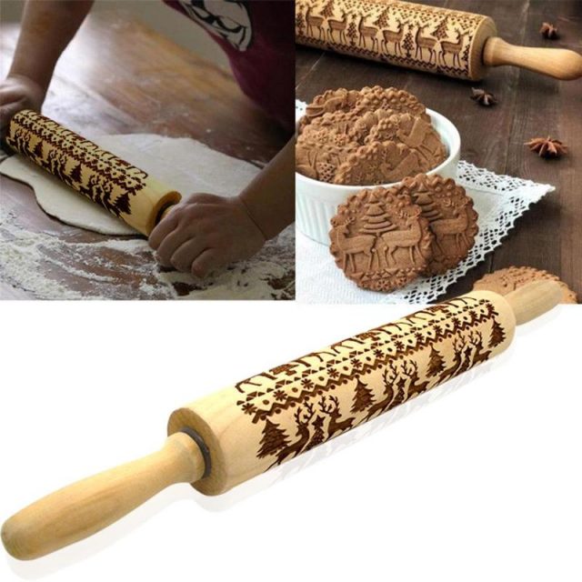 Christmas Themed Engraved Rolling Pin