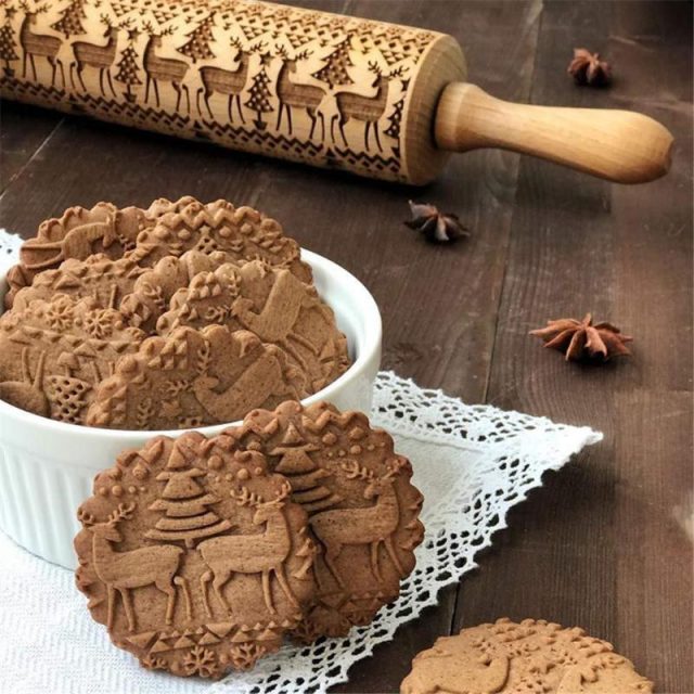 Christmas Themed Engraved Rolling Pin