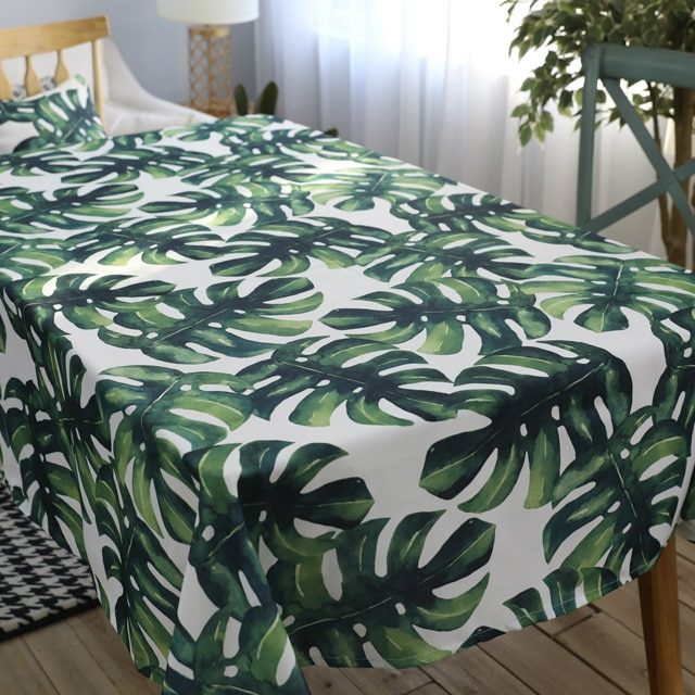 Palms Printed Cotton Tablecloth for Kitchen Decor