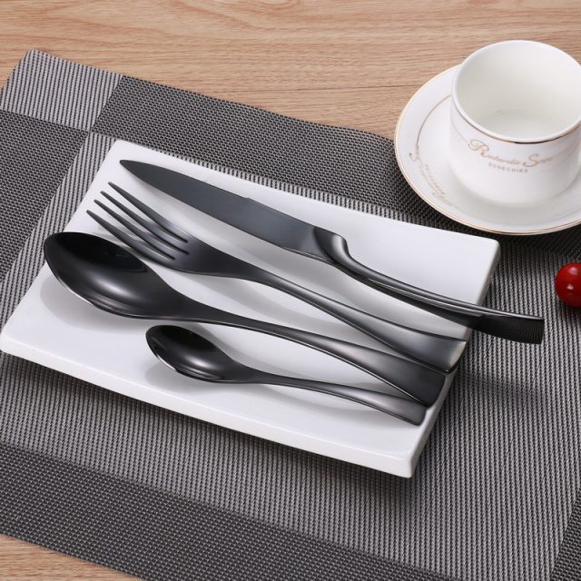 Black Color Stainless Steel Dinnerware Sets